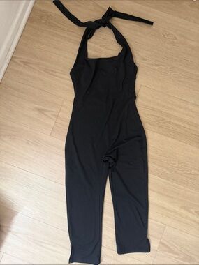 Viral TikTok Black Halter Capri Jumpsuit
